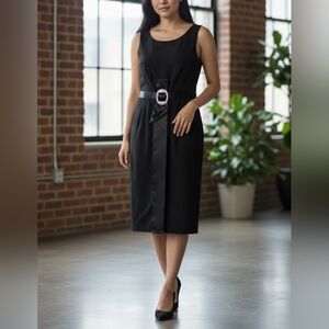 Authentic Escada Elegant Black Sleeveless Mother Of Pearl Dress Size EU 44 (12)